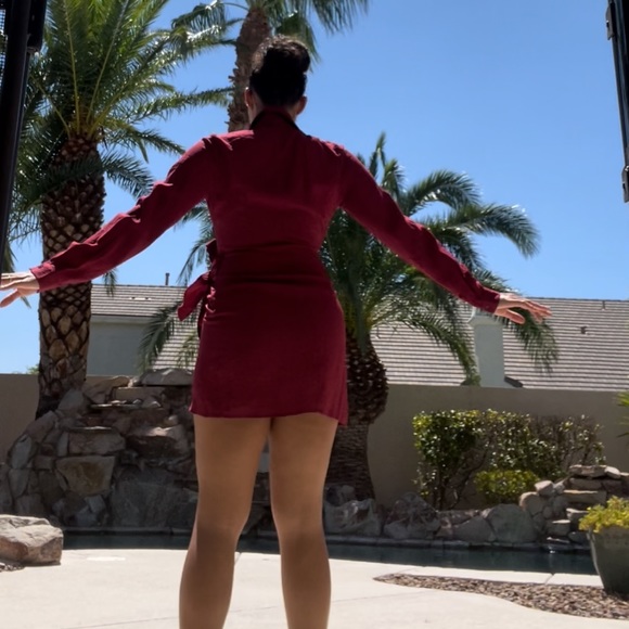 Happy Hour Mini Dress - Burgundy - Picture 7 of 11